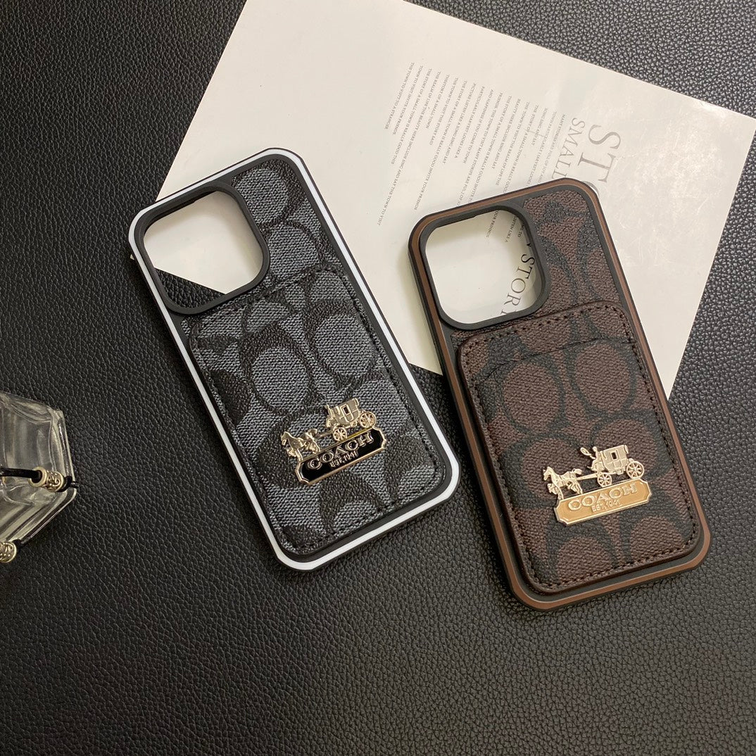 Luxury Coach Phone Case Card Holder Leather for iPhone