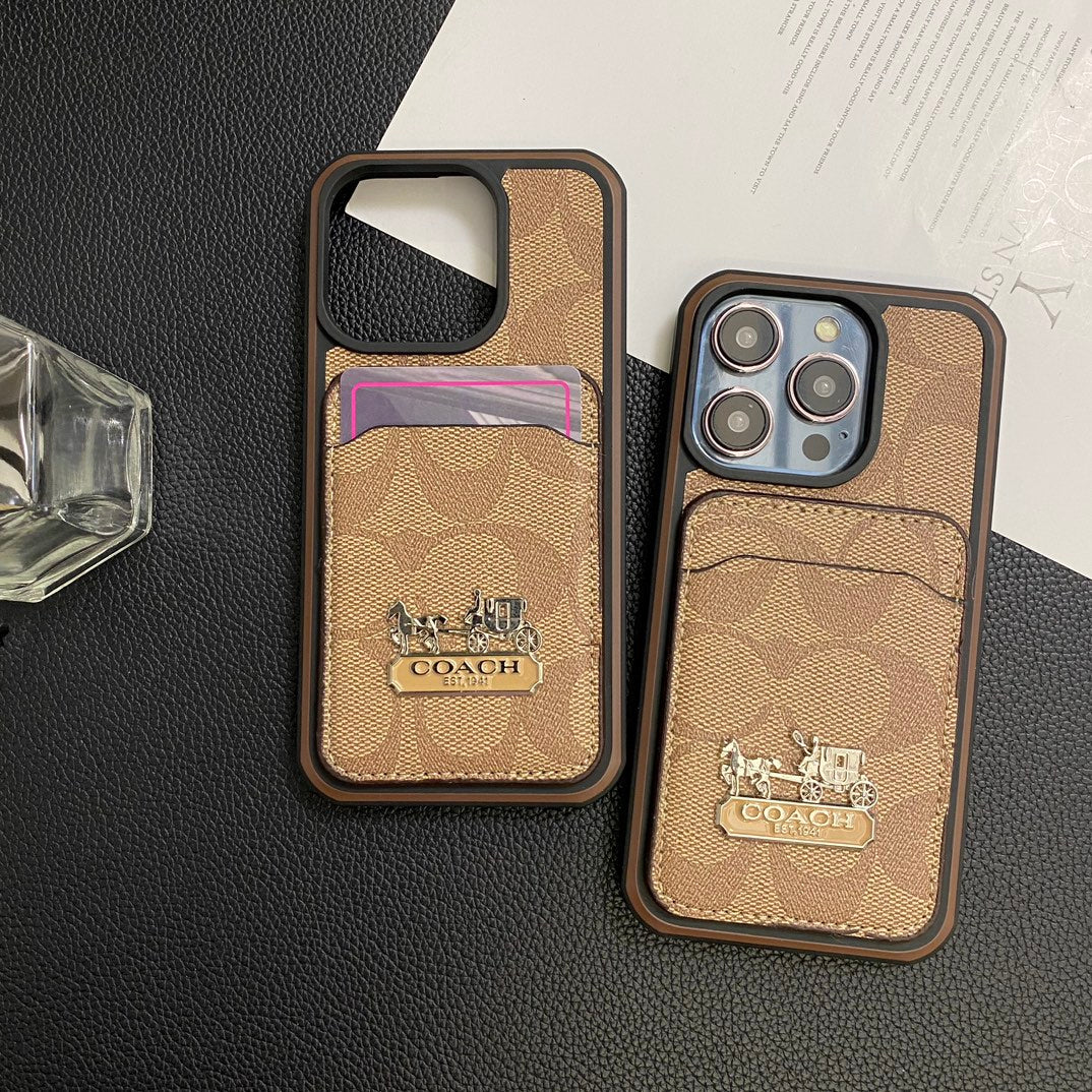 Luxury Coach Phone Case Card Holder Leather for iPhone