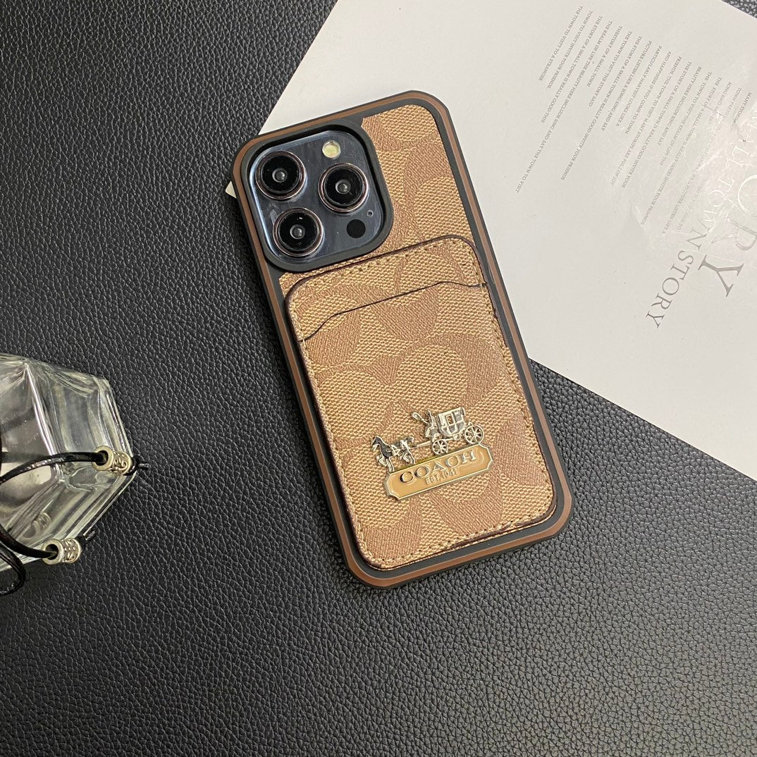 Luxury Coach Phone Case Card Holder Leather for iPhone