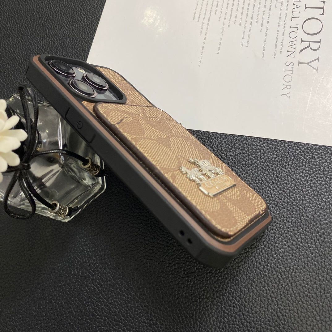 Luxury Coach Phone Case Card Holder Leather for iPhone