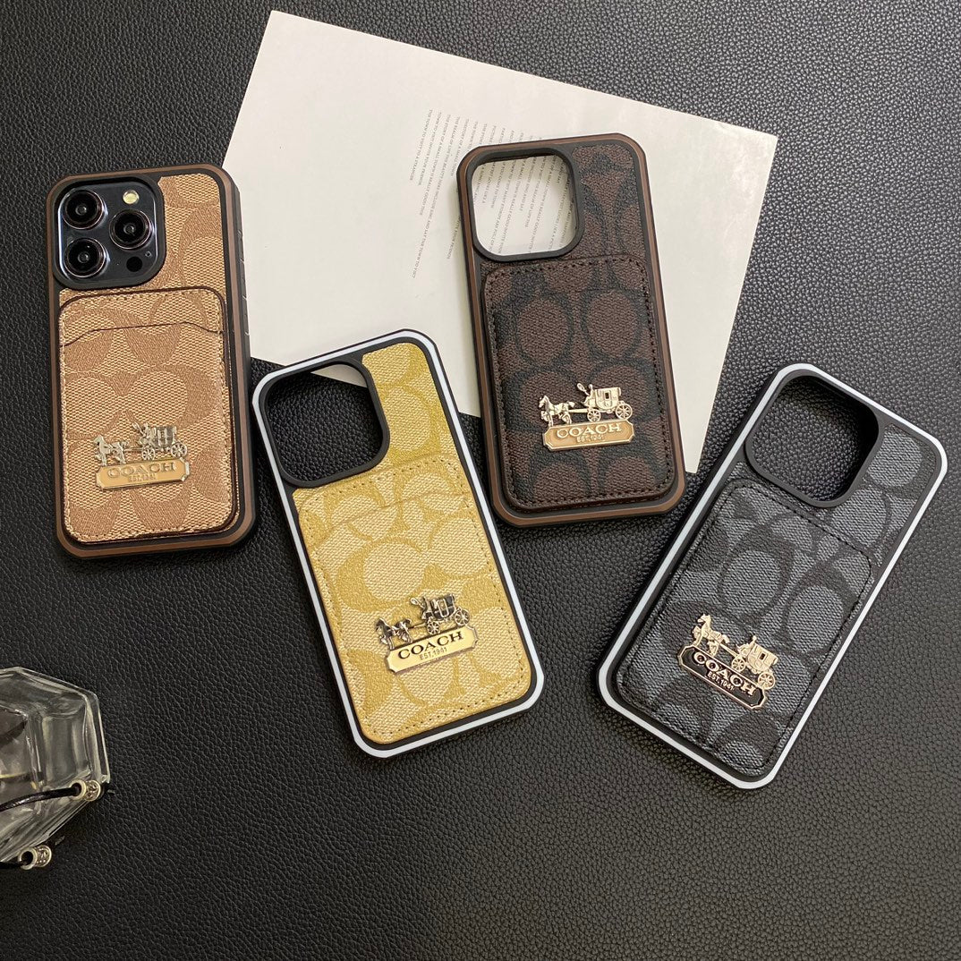 Luxury Coach Phone Case Card Holder Leather for iPhone