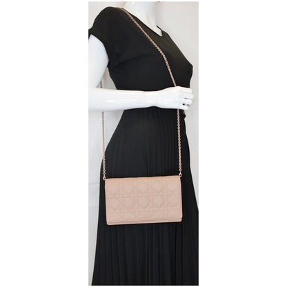 CHRISTIAN DIOR The Lady Dior Calfskin Chain Pouch Bag Blush Ultramatte - Final Sale