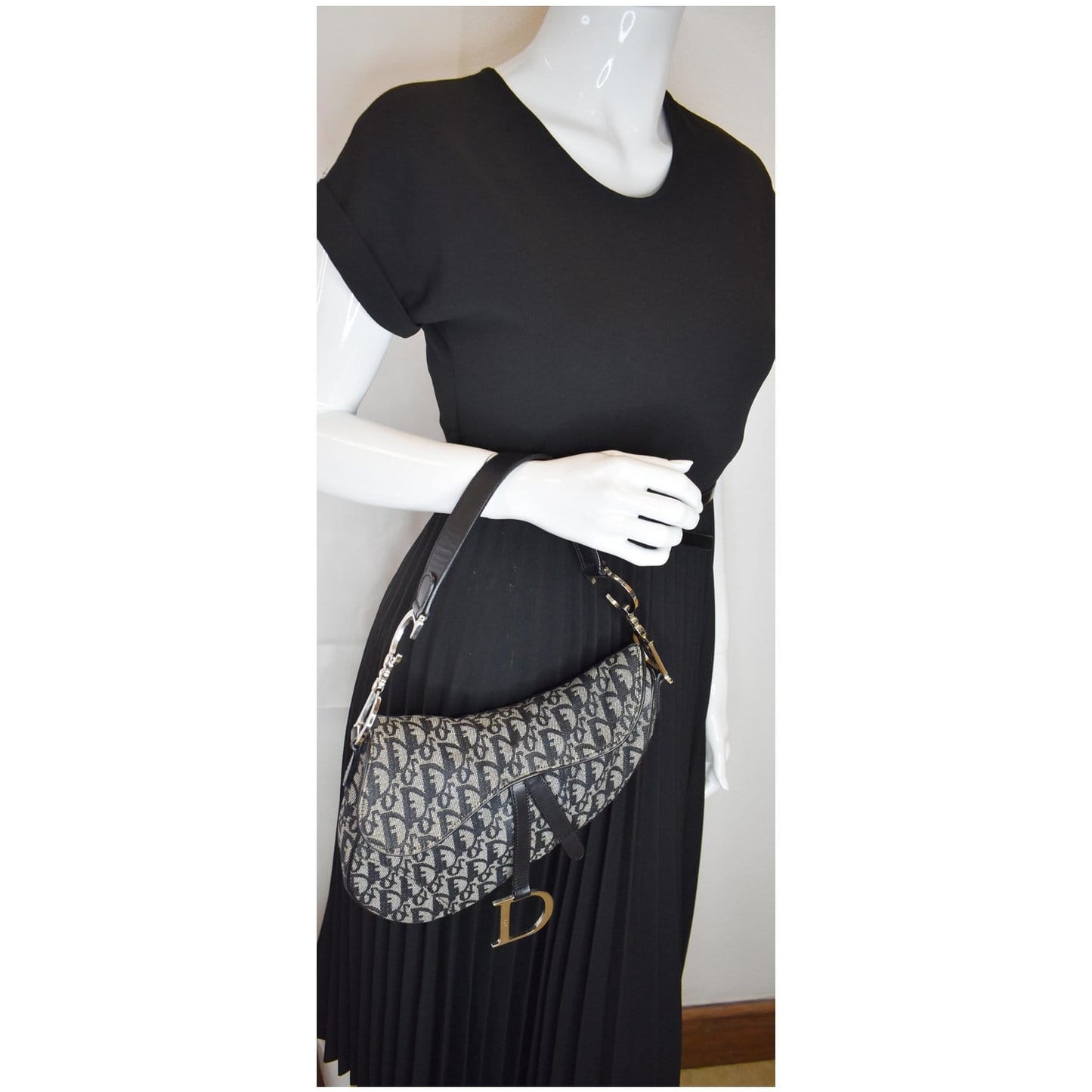 CHRISTIAN DIOR Saddle Oblique Jacquard Shoulder Bag Black - 15% OFF
