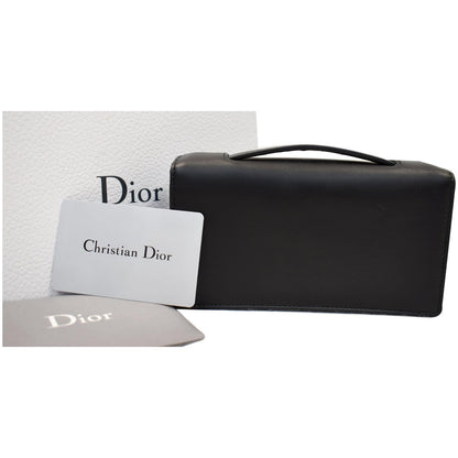 CHRISTIAN DIOR Bee Leather Pouch Clutch Bag Black - 20% OFF