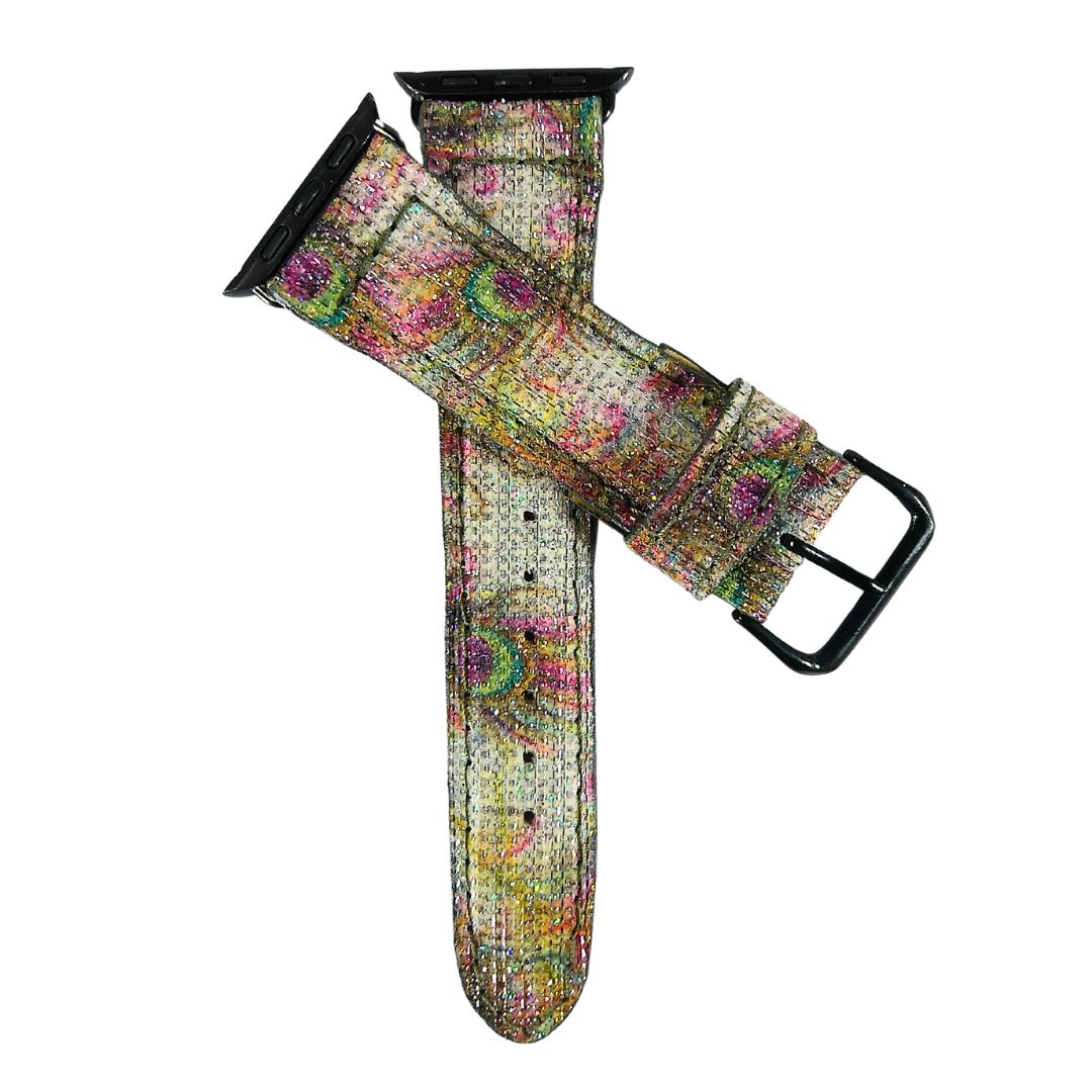 Cream Peacock Apple Watch Band Glitter
