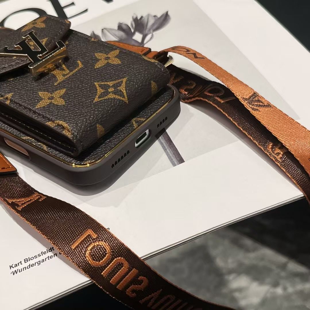 Crossbody Card Holder Lv Iphone Case For 12-16 Pro Max Plus / 18 Pro / 18 Pro Max
