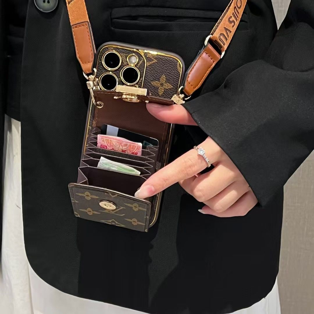 Crossbody Card Holder Lv Iphone Case For 12-16 Pro Max Plus / 18 Pro / 18 Pro Max