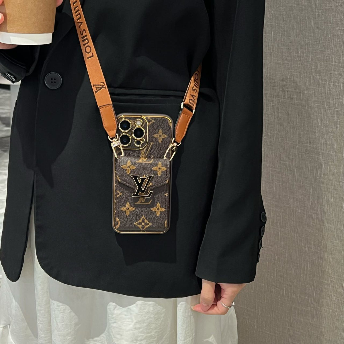 Crossbody Card Holder Lv Iphone Case For 12-16 Pro Max Plus / 18 Pro / 18 Pro Max