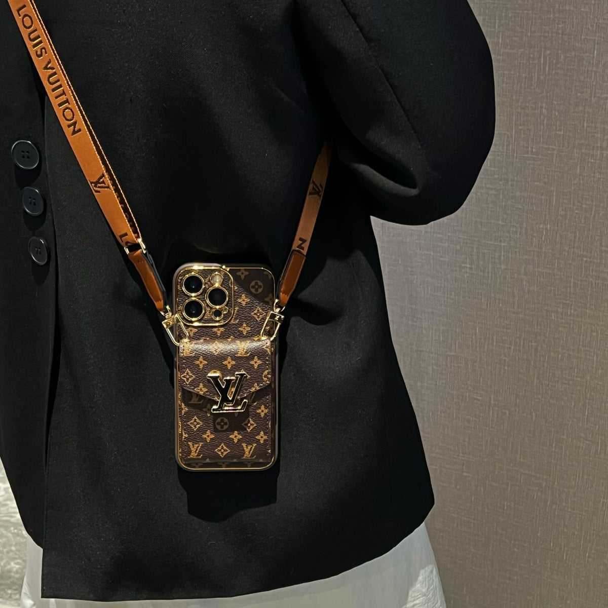 Crossbody Card Holder Lv Iphone Case For 12-16 Pro Max Plus / 18 Pro / 18 Pro Max