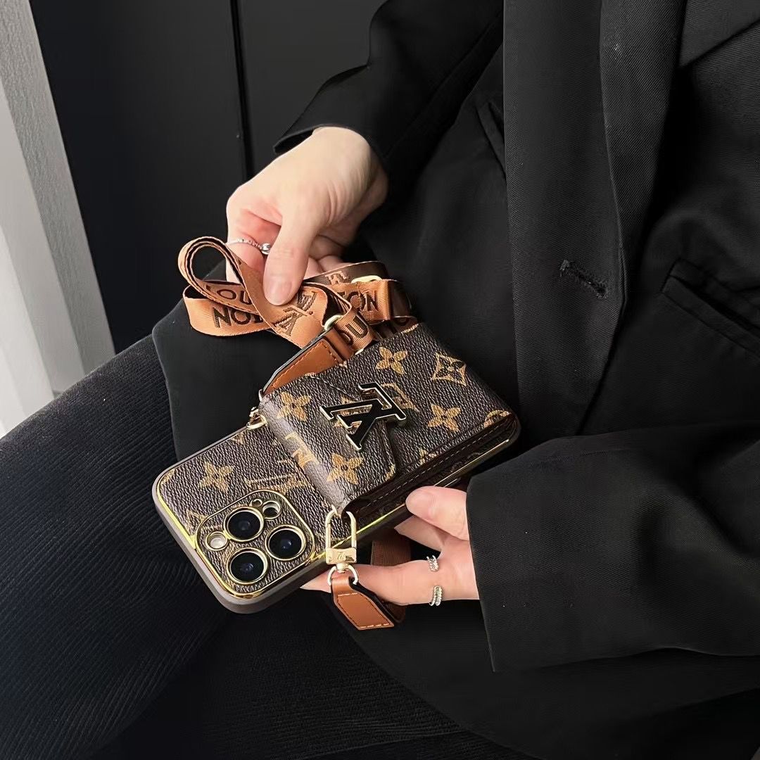 Crossbody Card Holder Lv Iphone Case For 12-16 Pro Max Plus / 18 Pro / 18 Pro Max
