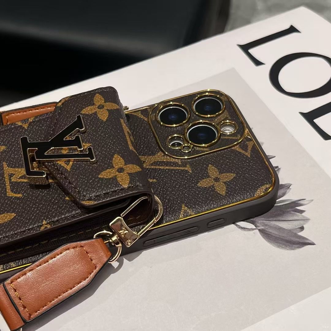 Crossbody Card Holder Lv Iphone Case For 12-16 Pro Max Plus / 18 Pro / 18 Pro Max