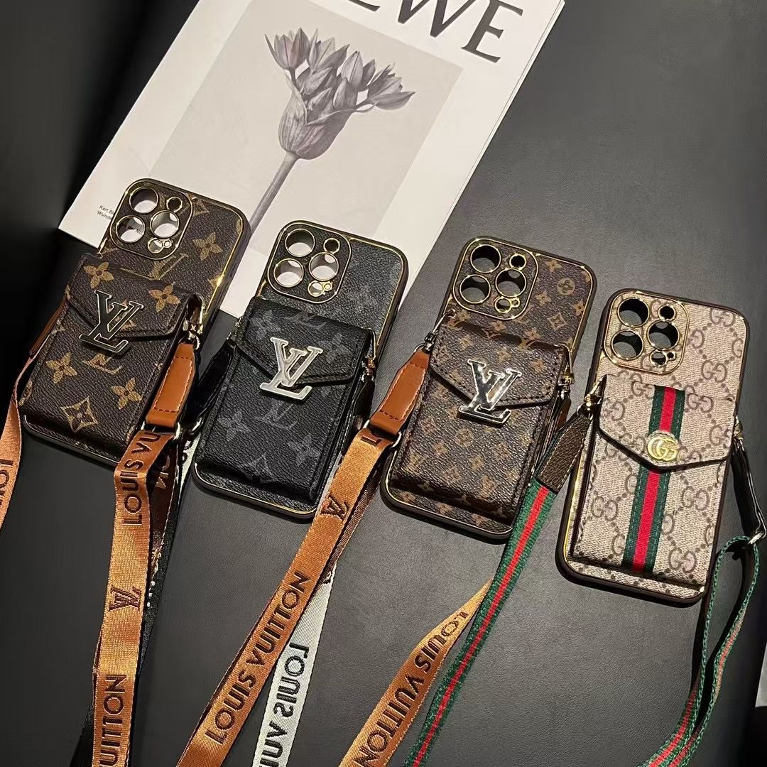 Crossbody Card Holder Lv Iphone Case For 12-16 Pro Max Plus / 18 Pro / 18 Pro Max