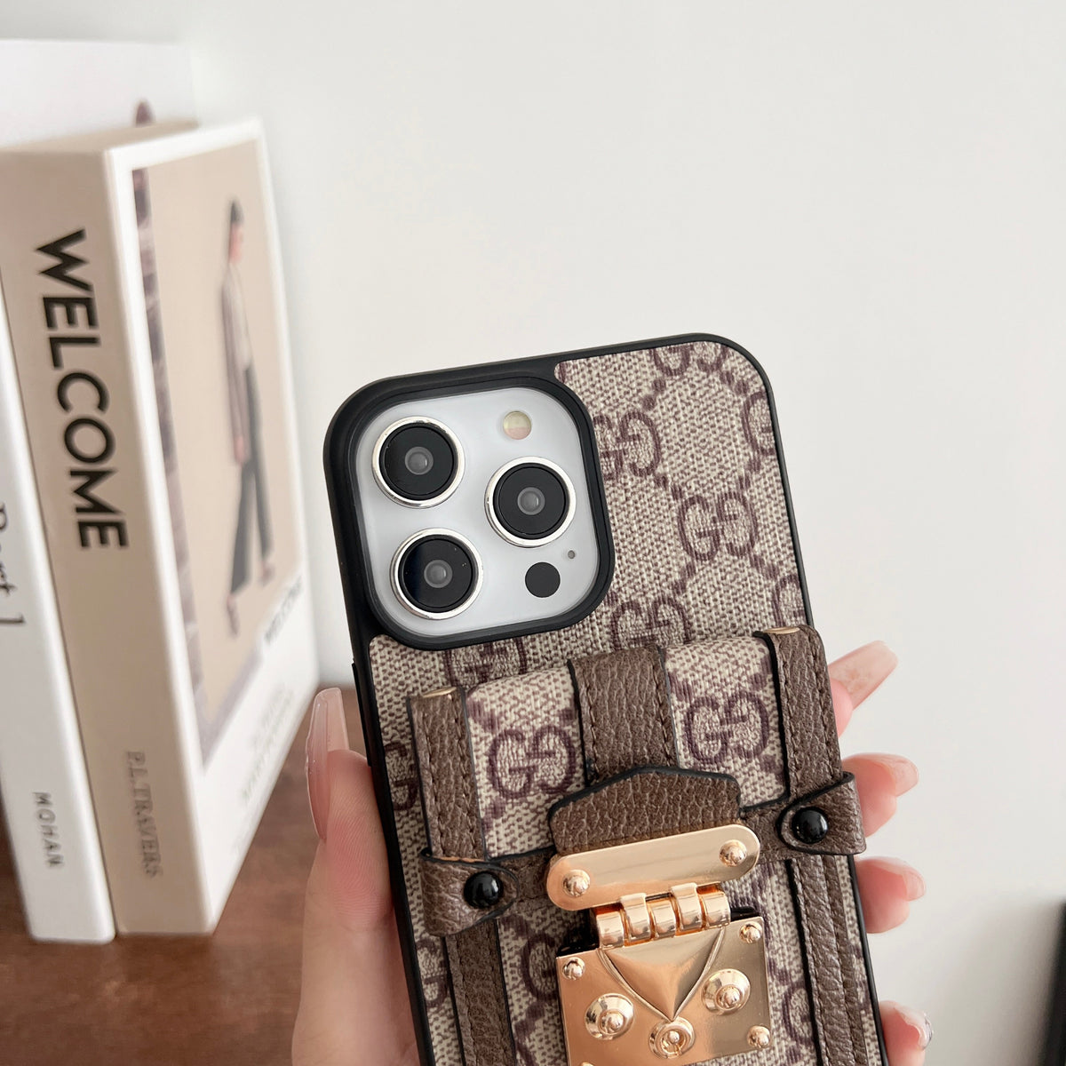 Designer Canvas Crossbody Phone Case For Iphone 12-16 Pro Max Plus / 18 Pro / 18 Pro Max