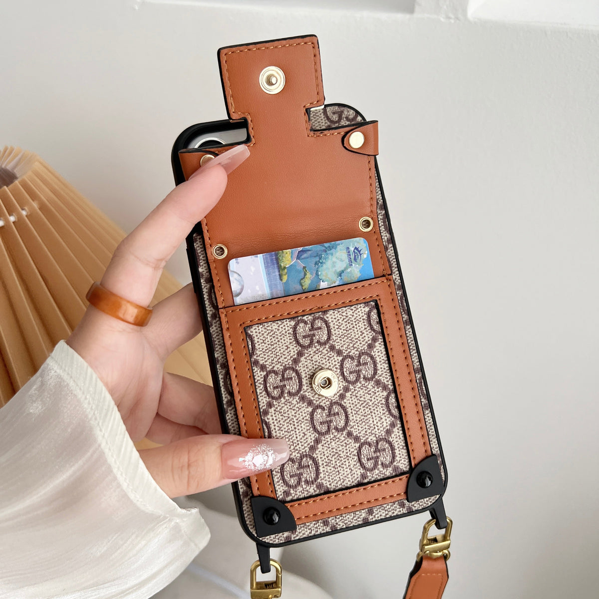 Designer Canvas Crossbody Phone Case For Iphone 12-16 Pro Max Plus / 18 Pro / 18 Pro Max