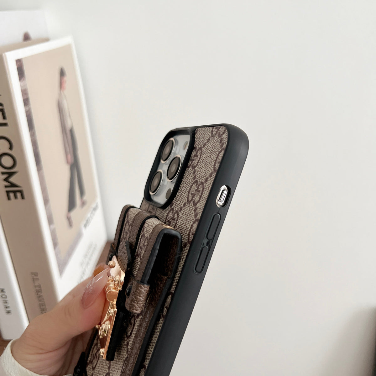 Designer Canvas Crossbody Phone Case For Iphone 12-16 Pro Max Plus / 18 Pro / 18 Pro Max
