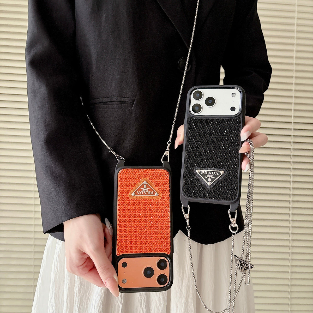 Prada Phone Case On Chain Iphone 12-17 / Pro / Pro Max / Plus / Air / 18 Pro / 18 Pro Max