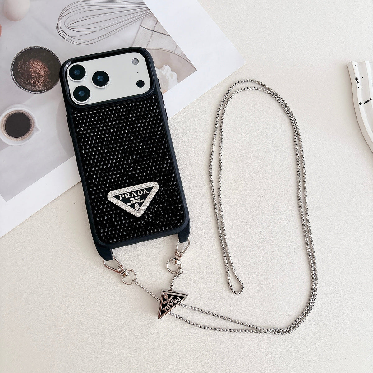 Prada Phone Case On Chain Iphone 12-17 / Pro / Pro Max / Plus / Air / 18 Pro / 18 Pro Max