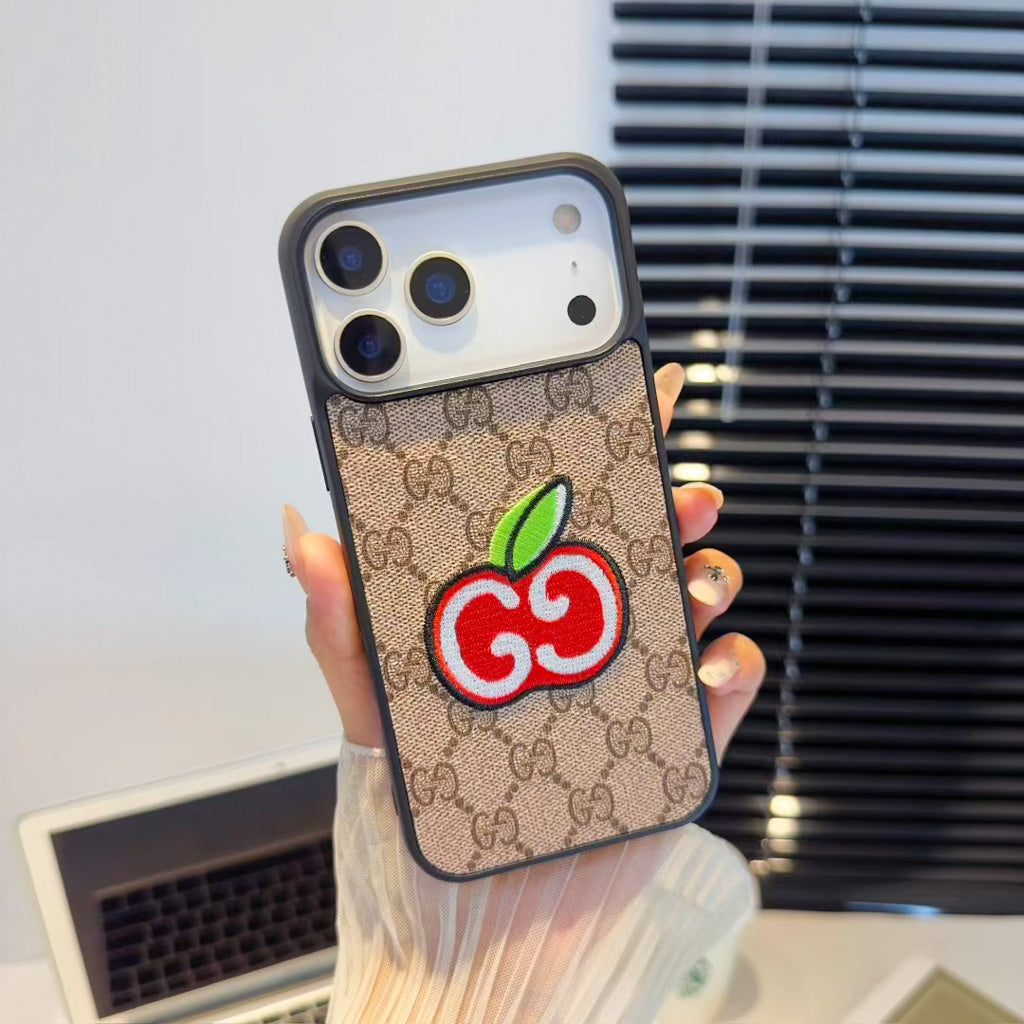 Gg Embroidery Iphone Case For 17 / Pro / Pro Max / Air Series / 18 Pro / 18 Pro Max