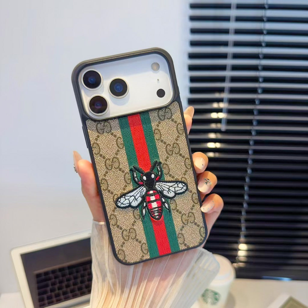 Gg Embroidery Iphone Case For 17 / Pro / Pro Max / Air Series / 18 Pro / 18 Pro Max