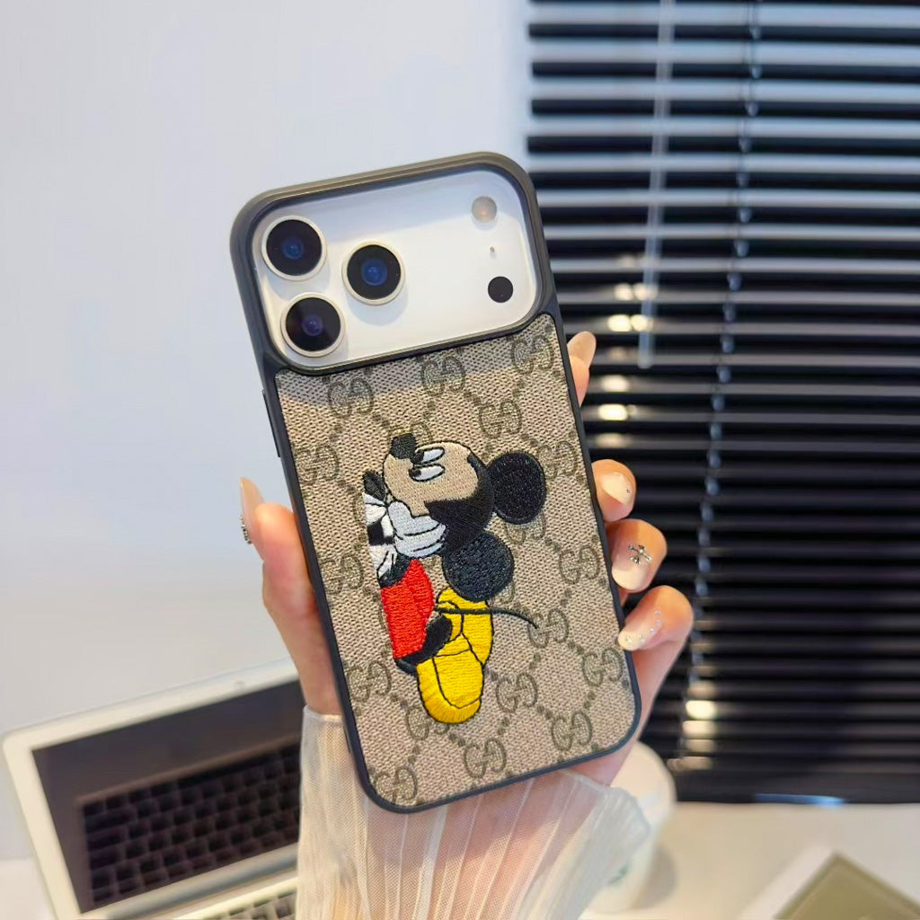 Gg Embroidery Iphone Case For 17 / Pro / Pro Max / Air Series / 18 Pro / 18 Pro Max
