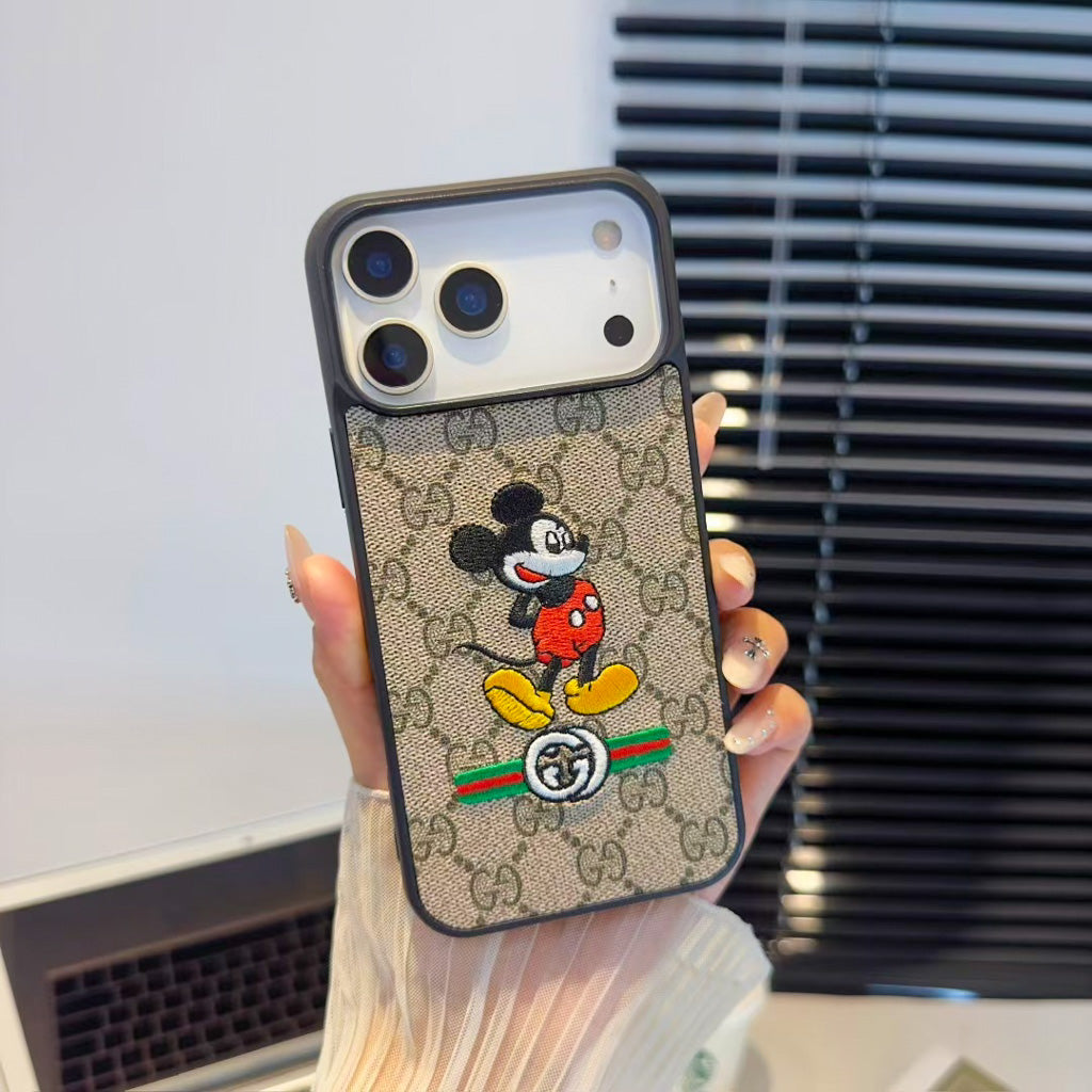 Gg Embroidery Iphone Case For 17 / Pro / Pro Max / Air Series / 18 Pro / 18 Pro Max