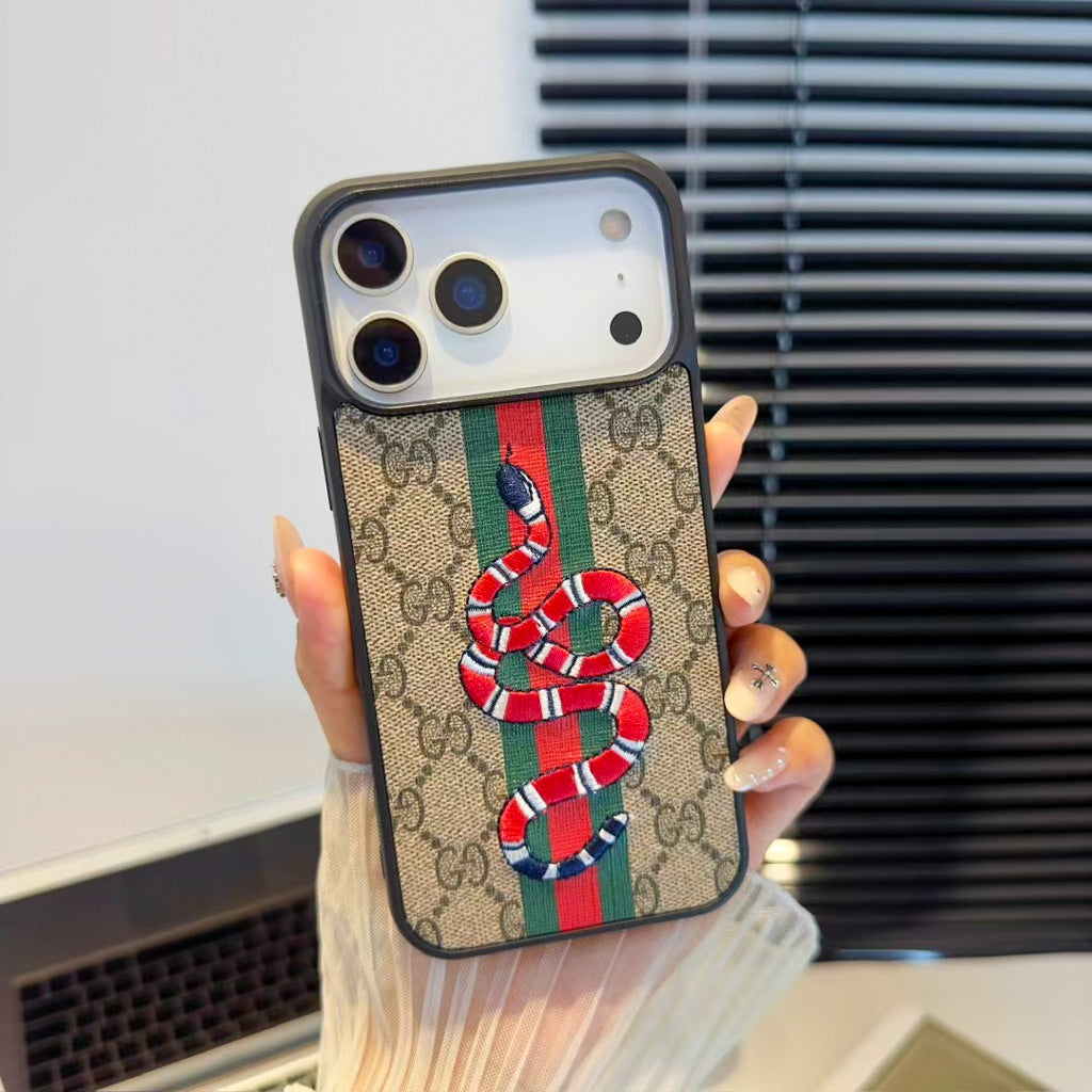 Gg Embroidery Iphone Case For 17 / Pro / Pro Max / Air Series / 18 Pro / 18 Pro Max