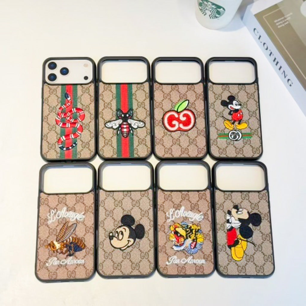 Gg Embroidery Iphone Case For 17 / Pro / Pro Max / Air Series / 18 Pro / 18 Pro Max