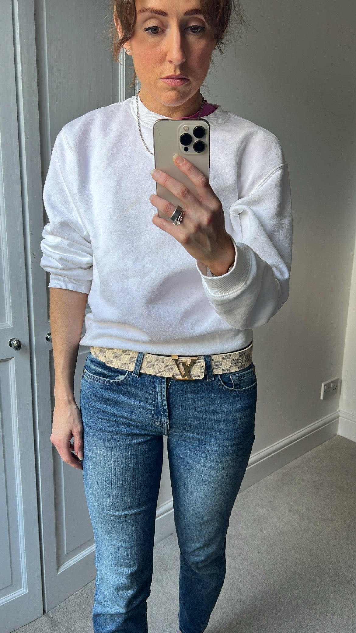 Louis Vuitton Initials Belt Damier Azur Size 85