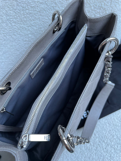 Chanel Grey Caviar Grand Shopper Tote (GST) Silver Hardware