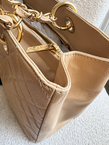 Chanel Beige Caviar Grand Shopper Tote gold hardware (GST)