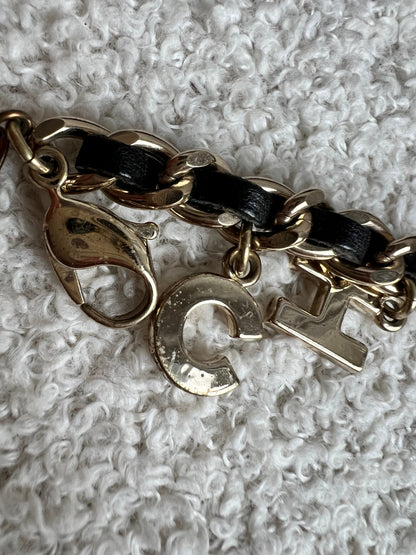 Chanel Leather Enchained Logo Charm Bracelet