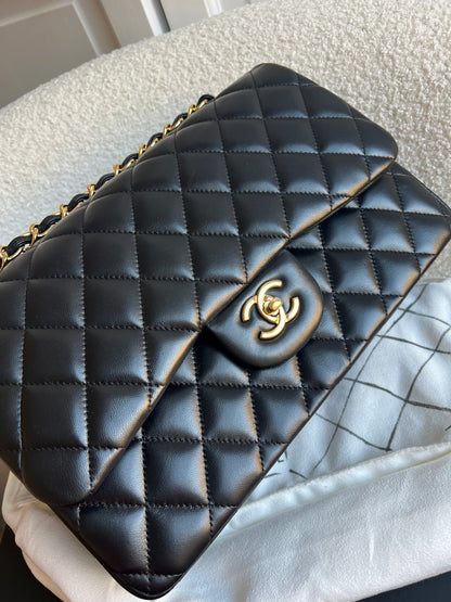 Chanel Jumbo Classic Flap in Black Lambskin Gold Hardware (RRP £9,830)
