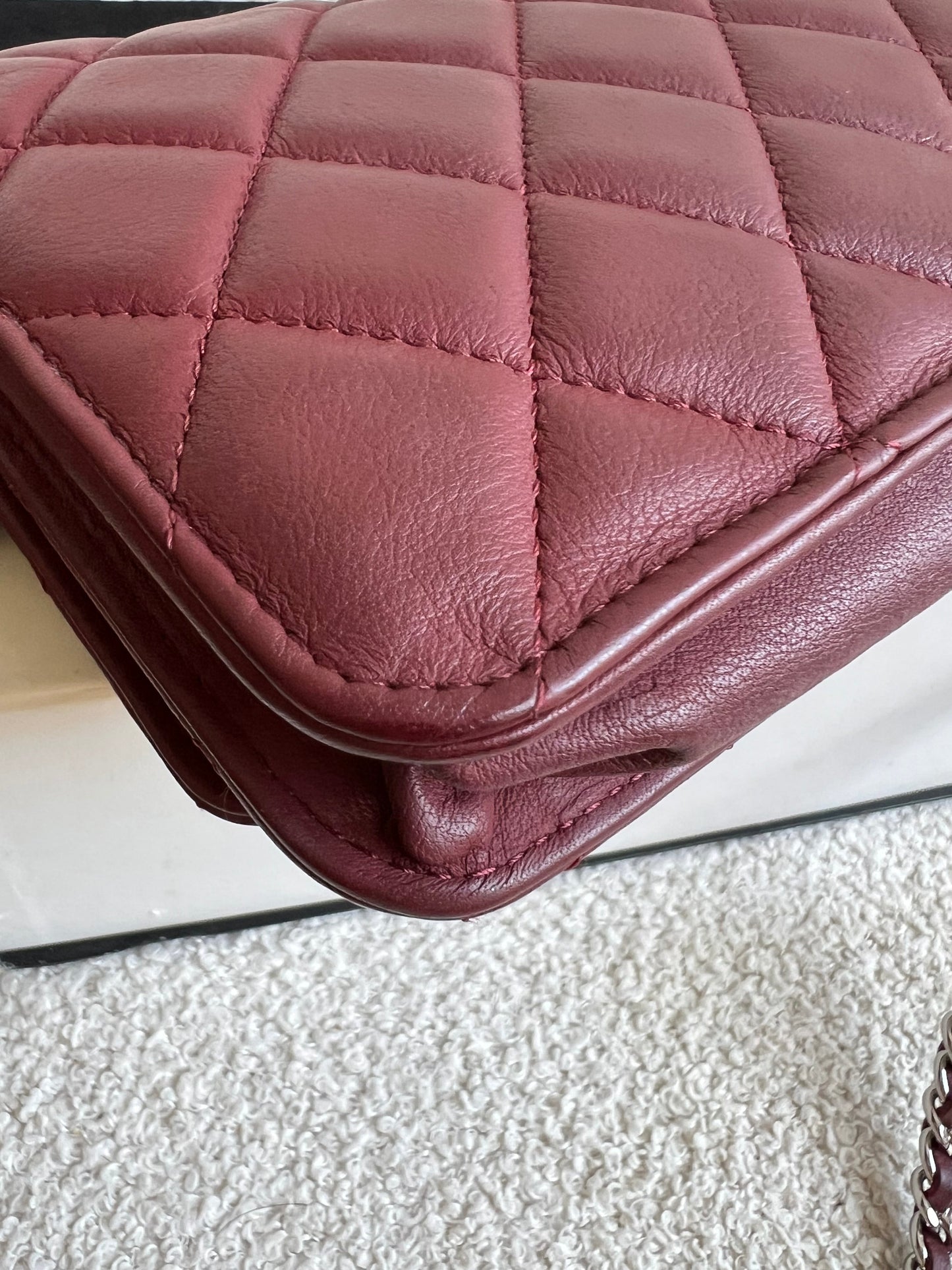 Chanel Burgundy Lambskin Wallet on Chain