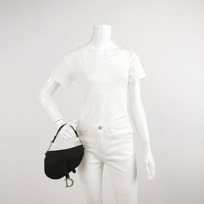 Dior Saddle Mini Silk Handbag Black with crystals