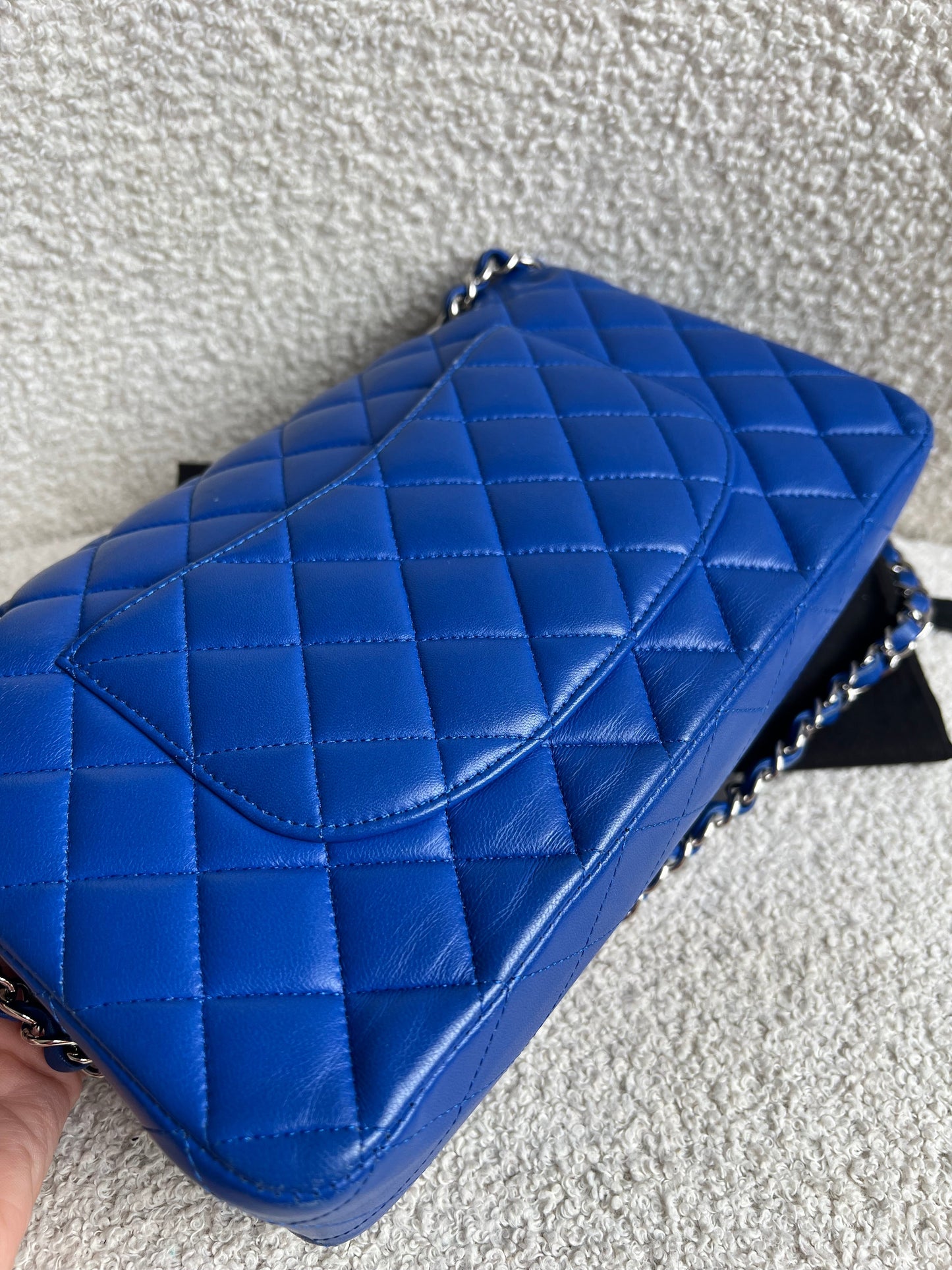Chanel Medium Classic Flap in Cobalt Blue Lambskin with silver hardware (RRP £9090)