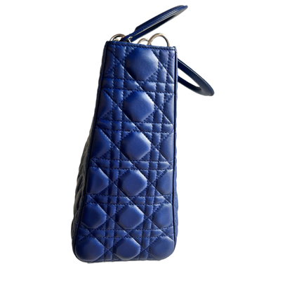 Lady Dior Large Bag Navy Lambskin Cannage Leather