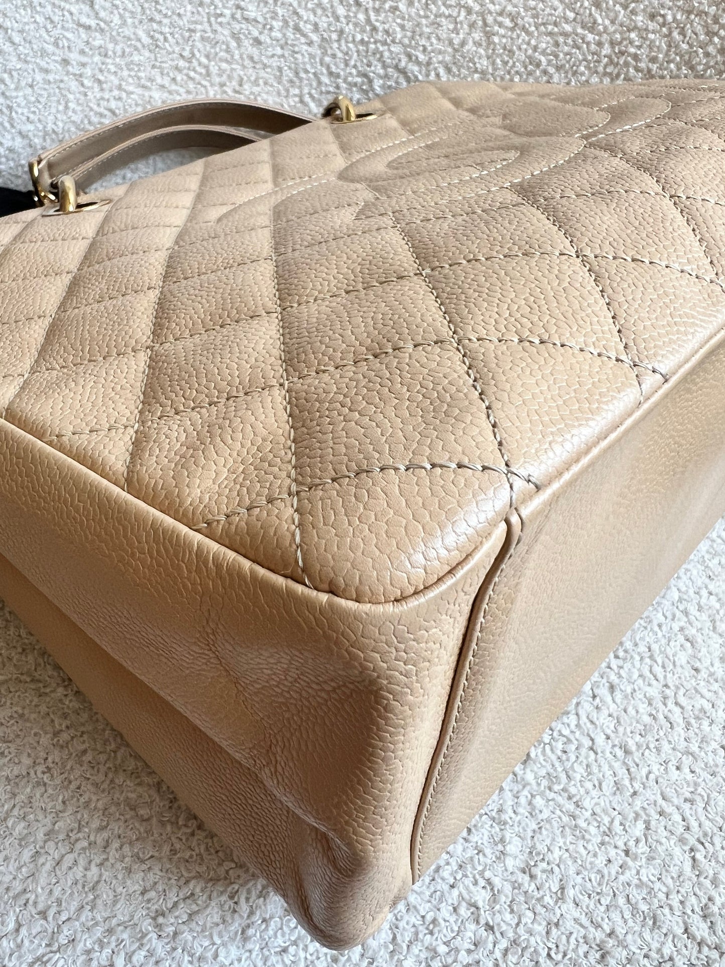 Chanel Beige Caviar Grand Shopper Tote gold hardware (GST)
