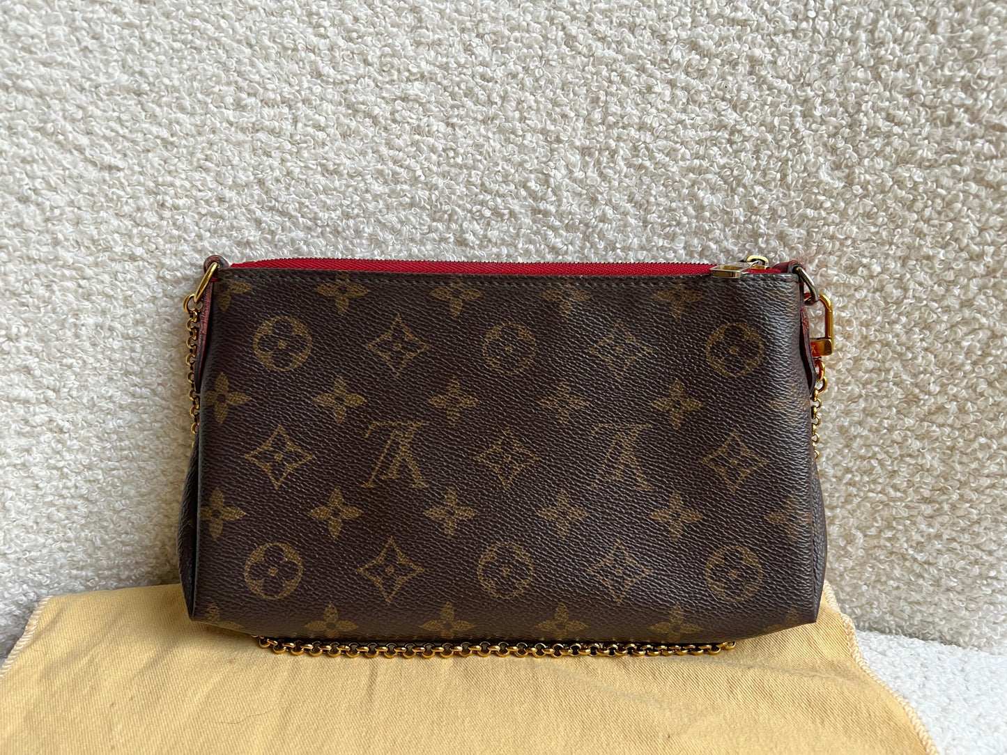 Louis Vuitton Red and Monogram Pallas Pochette