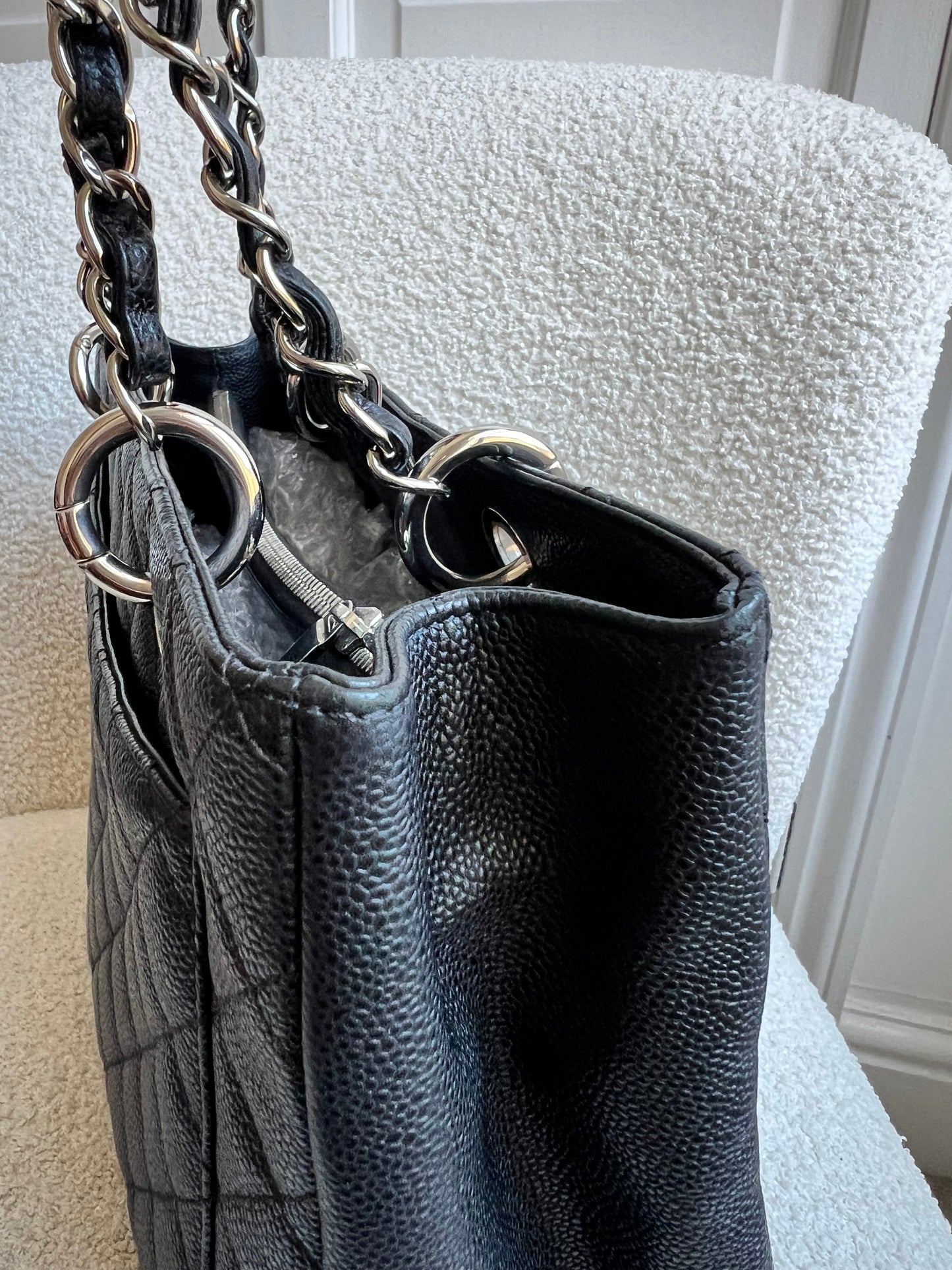 Chanel Black Caviar Grand Shopper Tote (GST) Silver Hardware