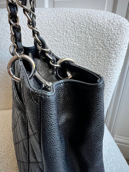 Chanel Black Caviar Grand Shopper Tote (GST) Silver Hardware