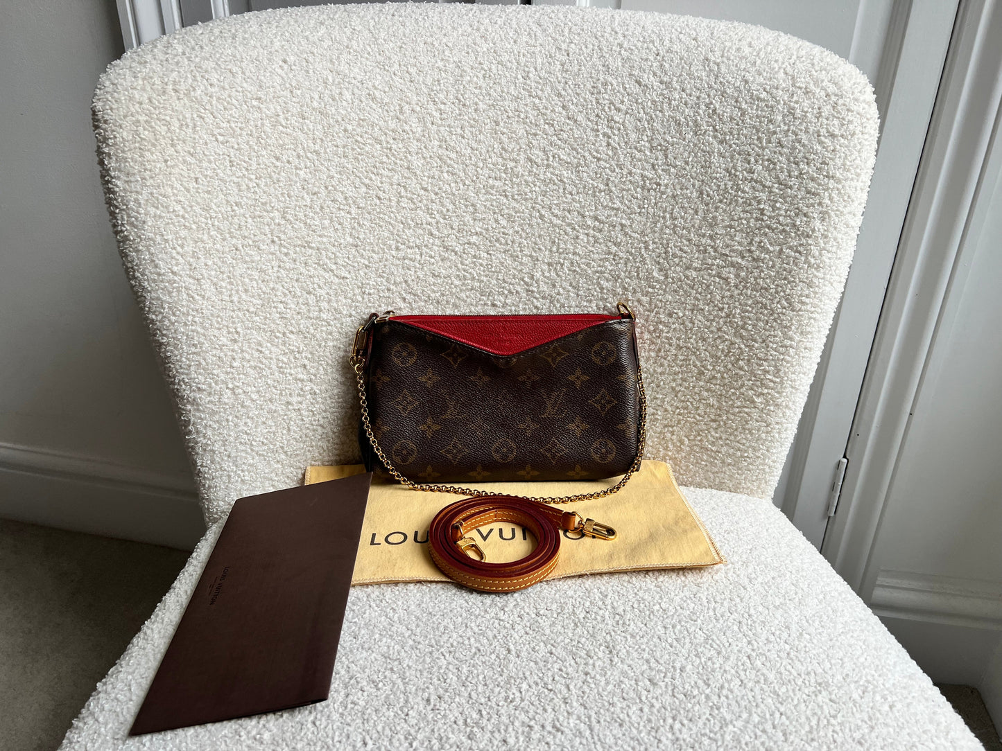 Louis Vuitton Red and Monogram Pallas Pochette