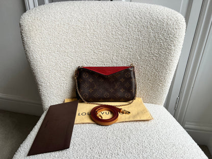 Louis Vuitton Red and Monogram Pallas Pochette