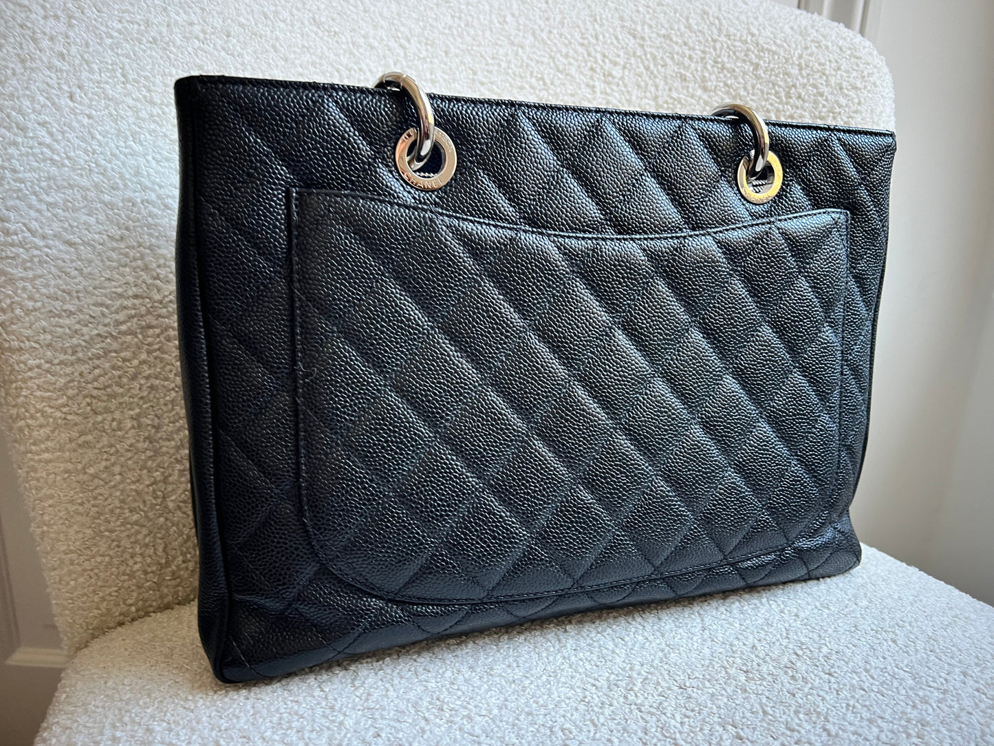 Chanel Black Caviar Grand Shopper Tote (GST) Silver Hardware