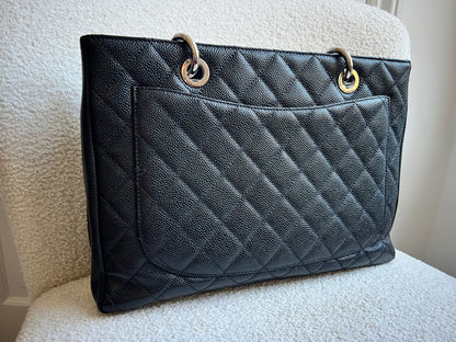 Chanel Black Caviar Grand Shopper Tote (GST) Silver Hardware