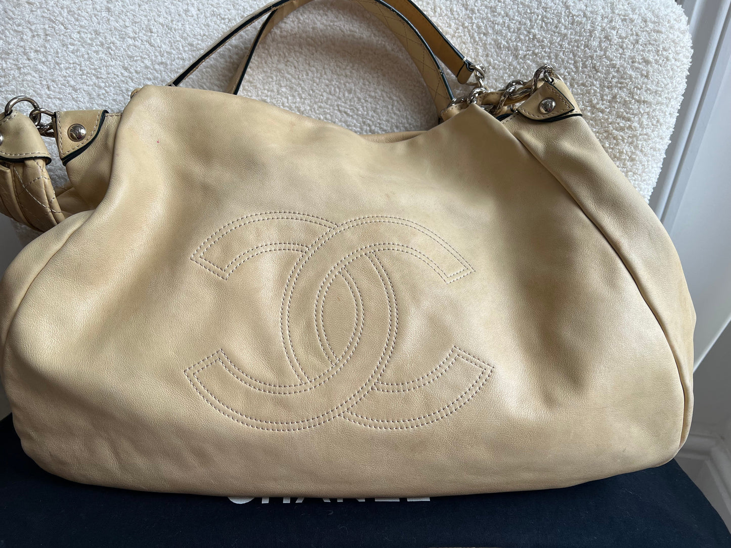 Chanel Beige Edgy Lambskin Large Hobo