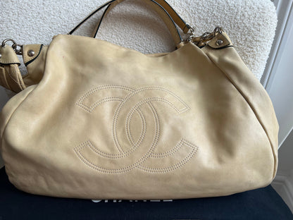 Chanel Beige Edgy Lambskin Large Hobo