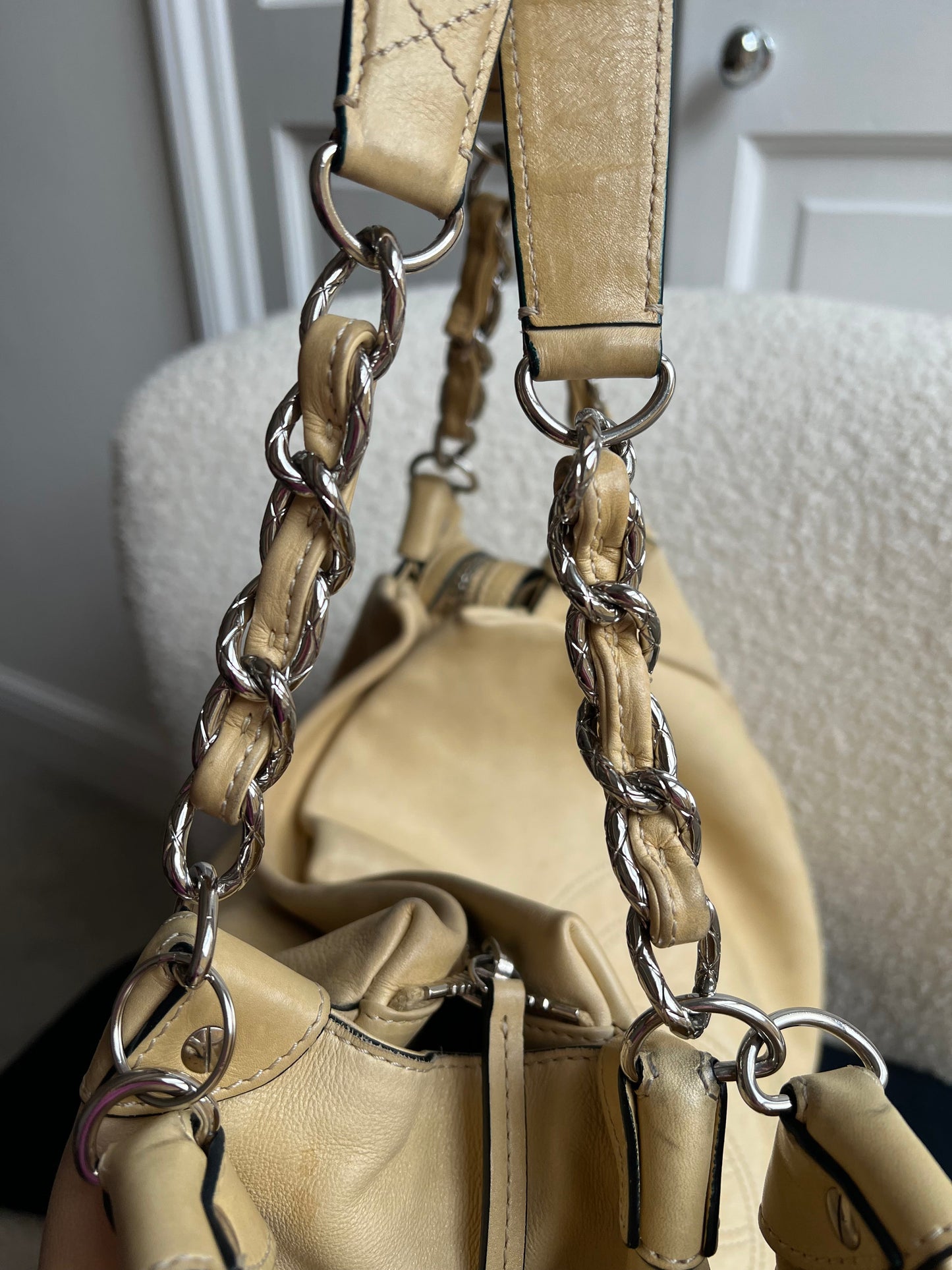 Chanel Beige Edgy Lambskin Large Hobo