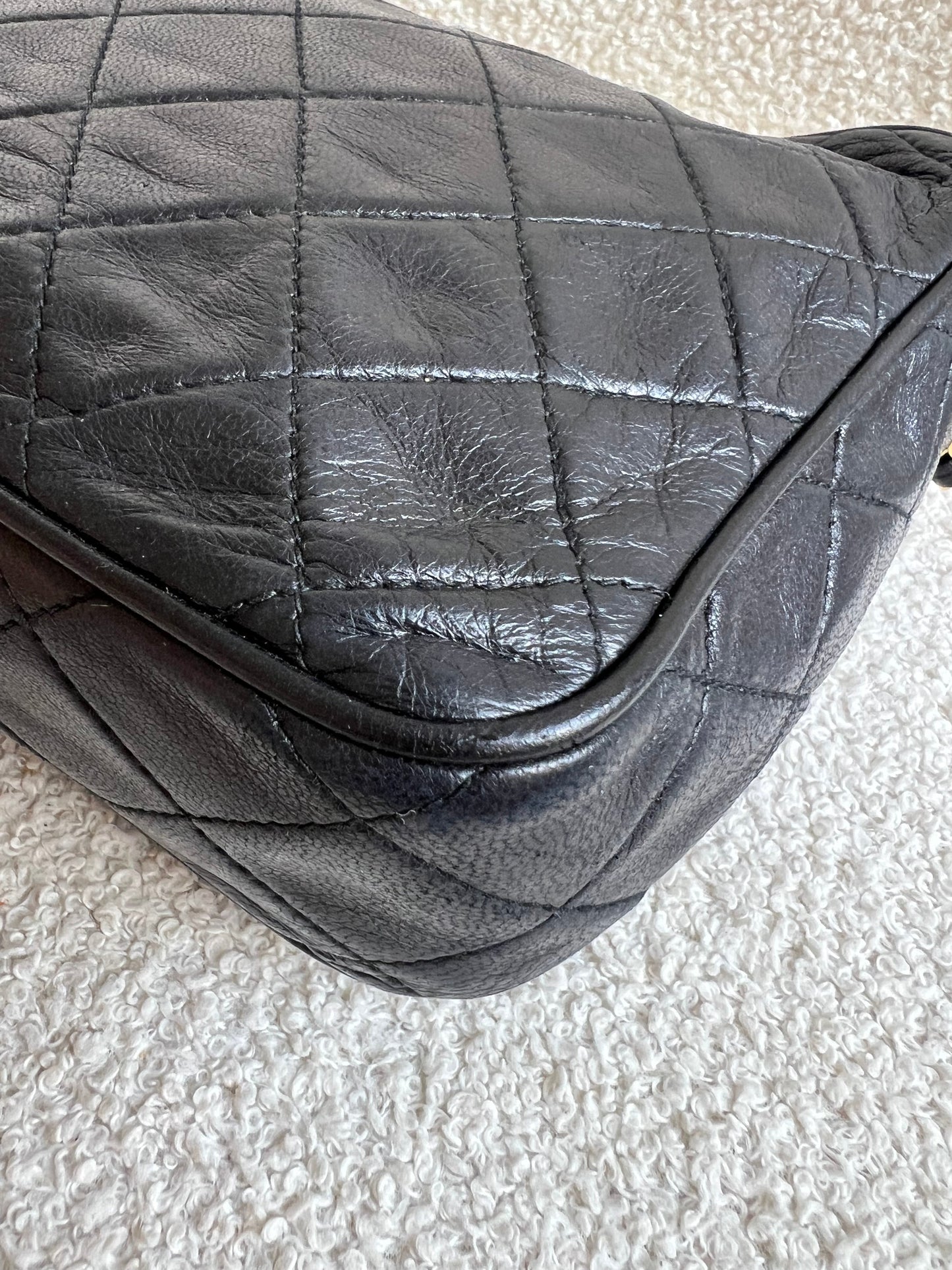 Chanel Vintage Black Lambskin Camera Bag with 24k Gold Hardware
