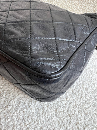 Chanel Vintage Black Lambskin Camera Bag with 24k Gold Hardware