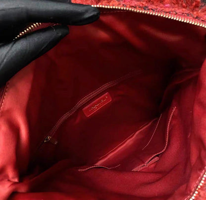 Chanel 17 Red Tweed Clutch Evening Bag
